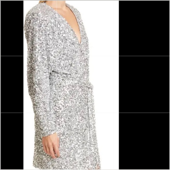 Rotate birger christensen Samantha Sequin Long Wrap Dress. Size (40) US 8. - Picture 8 of 8